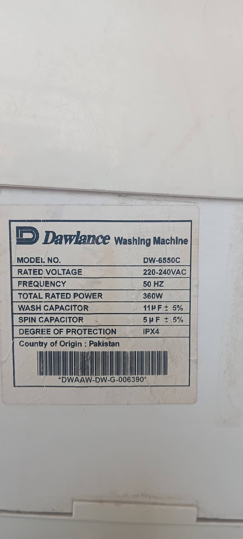 Dawlance washing machine 1