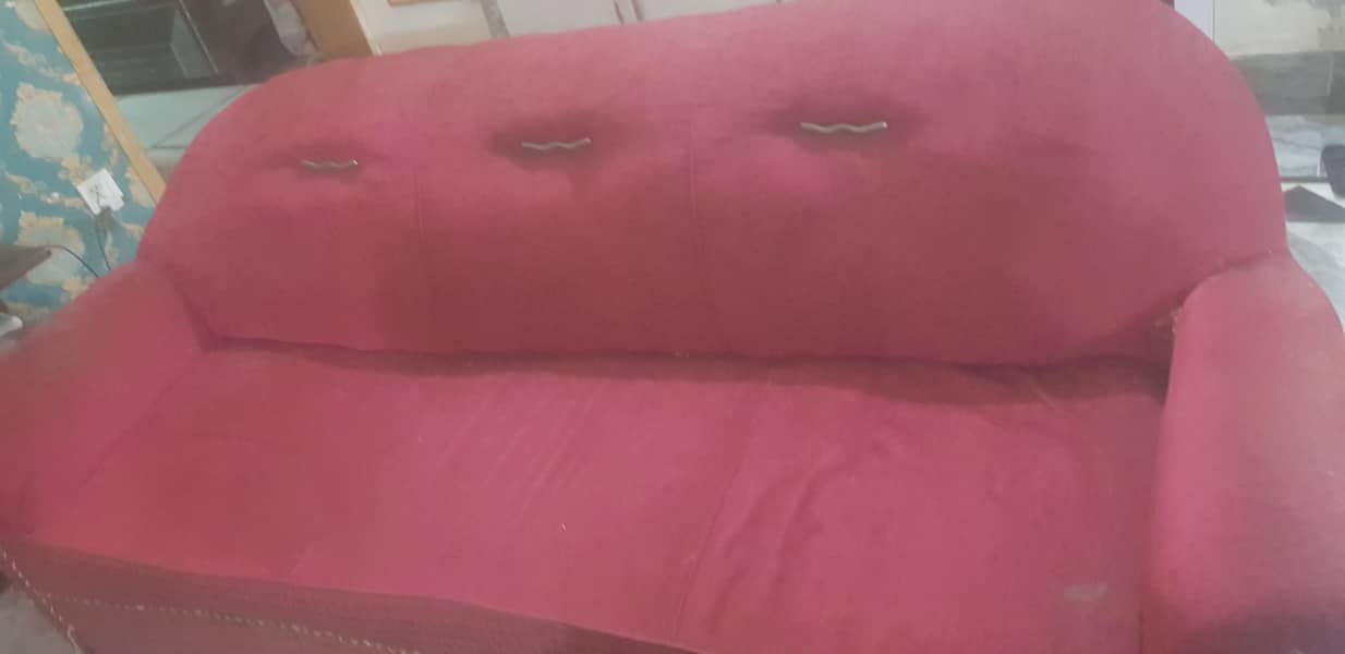 123 sofa red under solid wood structure 2
