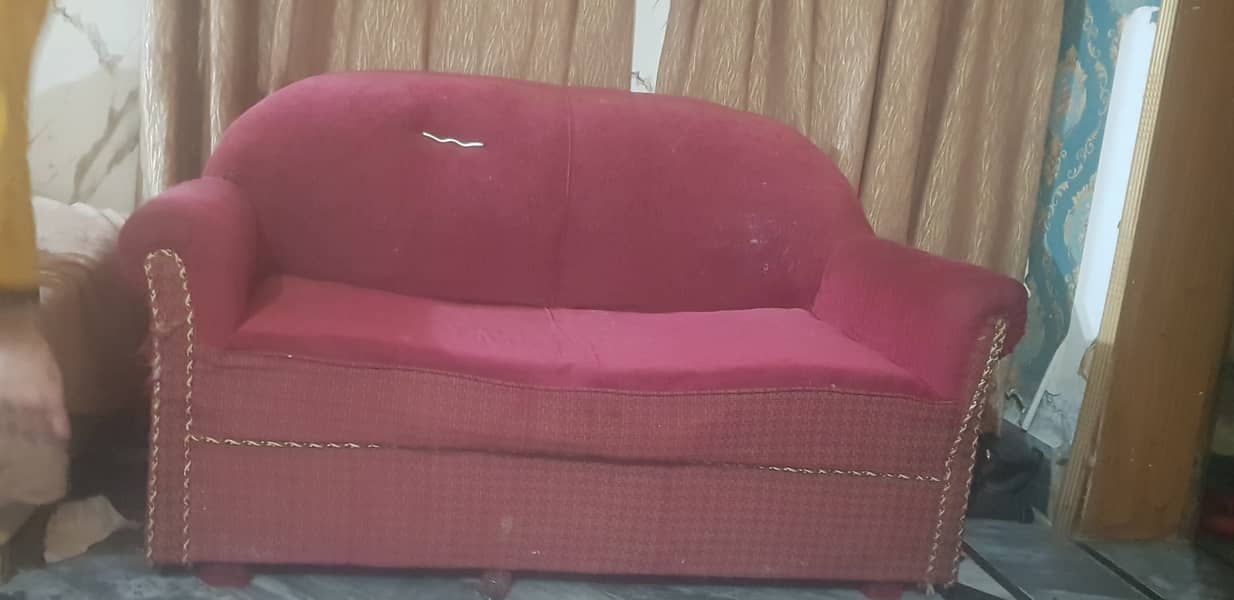 123 sofa red under solid wood structure 4