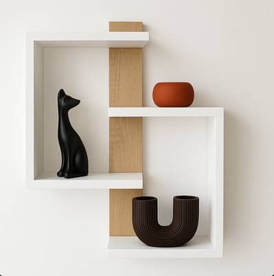 Intersecting Box Wooden Wall Shelf | Modern  Floating Display Shelf
