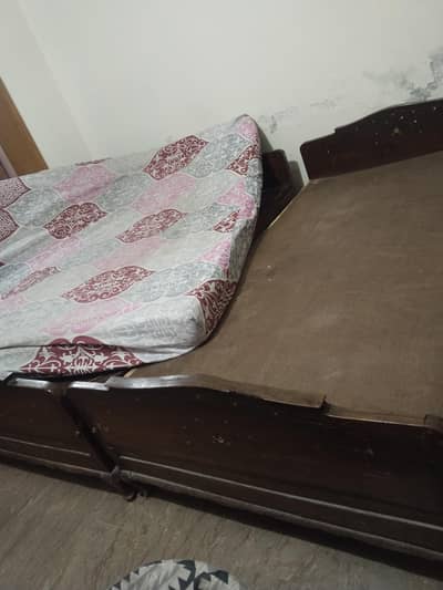 Old wooden 2 single Beds with Dura Foam mattress