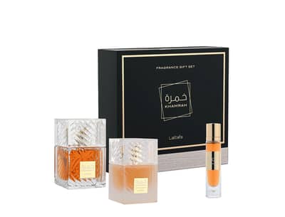 Lattafa Khamrah Gift Set With Hair Mist 3 Pcs