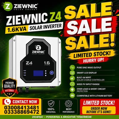 ZIEWNIC Z4 HYBRID 1.6KVA Solar Inverter Whole Sale Lahore