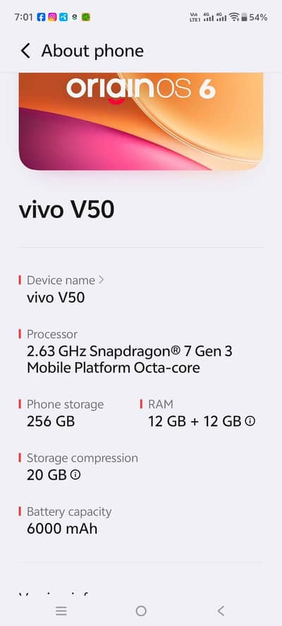 vivo v50 full box 12+12 256GB