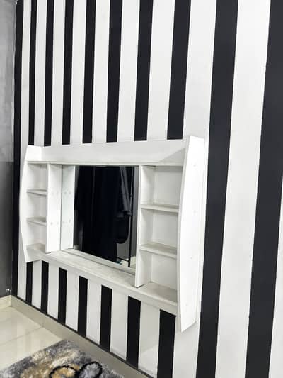 Wall-mounted wooden dressing mirror / vanity