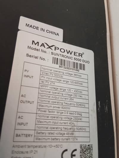 MAXPOWER 6KW SOLAR  INVERTER FOR SELL