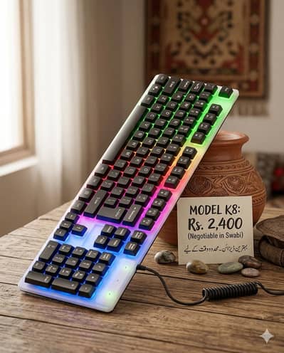 K8 Ergonomic RGB Gaming Keyboard - Brand New Box Packed