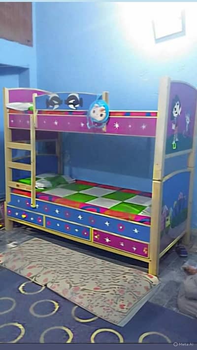Kids Bunker Bed Strong Wooden Modern Design Bedroom Furniture