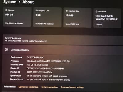 HP ZBook Power G10 i9-13900HK, 16GB RAM, 1TB SSD, 8GB GPU