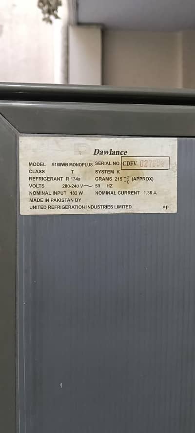 Dawlance Refrigerator 9188 WB in good condition