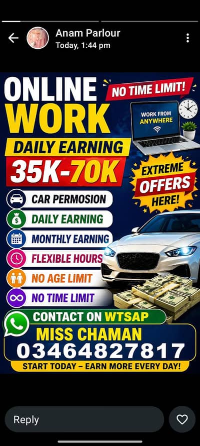 Online Work available