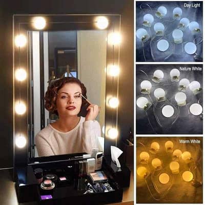 USB Vanity Mirror LED Lights Golden White Blue ( Stylish and Trendy)