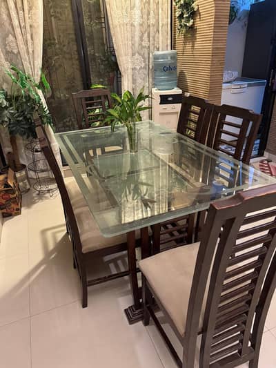 Wooden Dining Table with 6 chairs