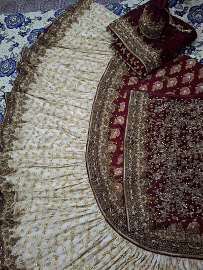 Bridal full lenhga with Khadi work with full gehr volume.