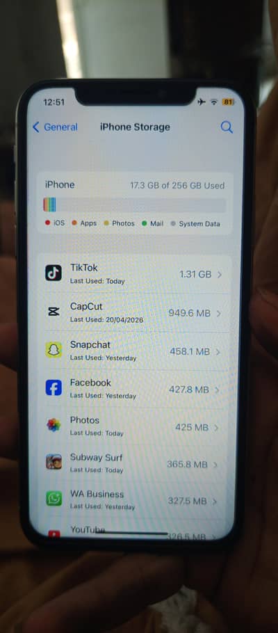 iphone x 256 GB  Battery 100