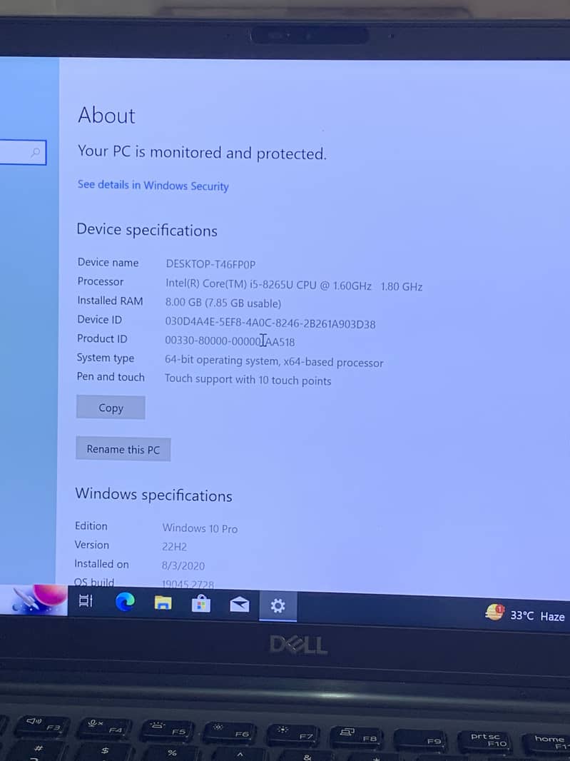 Dell Corei5 8th generation sensitive touchscreen 1