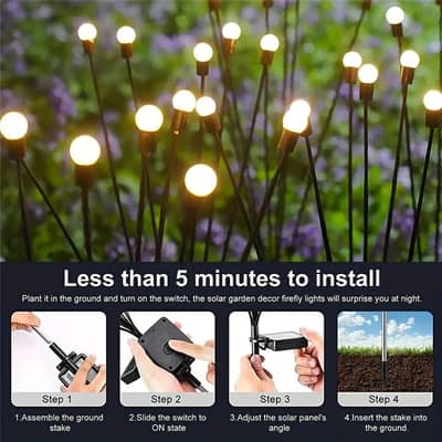 Solar Powered Garden Firefly Lights, Outdoor Waterproof Lights