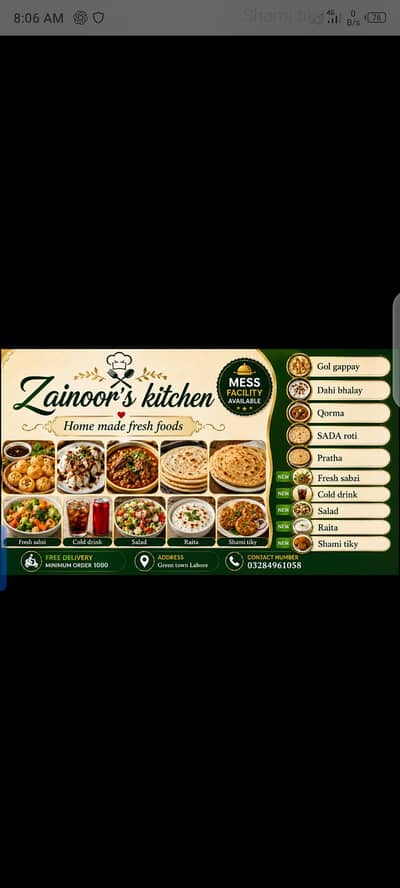 home made fresh foods delivery available