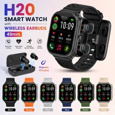 H20 Smart Watch 49MM with Wireless Earbuds – Bluetooth Calling |