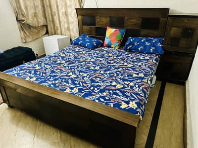 King Size Bed With Molty Foam Mattress, Side Tables & Coffee Table