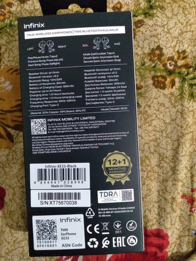 Infinix xe33 earbuds black colour