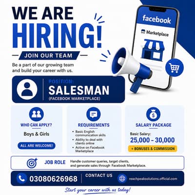 We are hiring salesman, This job criteria is skill of communication a