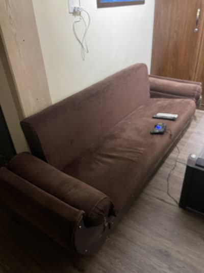Brown Sofa Cum Bed / Folding Sofa Bed – 3 Seater