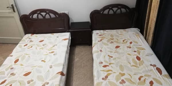2 original Chenone Brand Beds with side table and Mattress