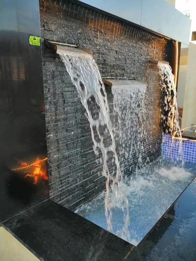 Outdoor Waterfall and Indoor Water Fountain