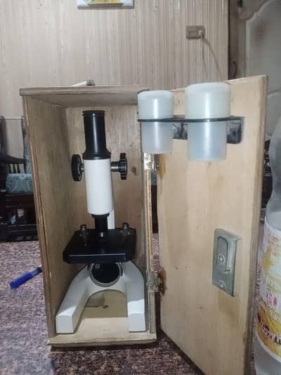 Vintage Quality Student Microscope with Wooden Box