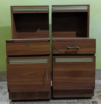 Pair of Bedside Tables (Wooden) - Lockable Drawers & Cabinets