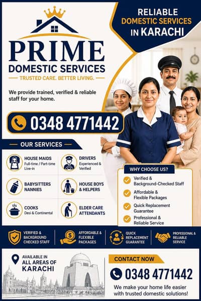 Maid/ Babysitter/helper/ Cook/ driver/patient attendant