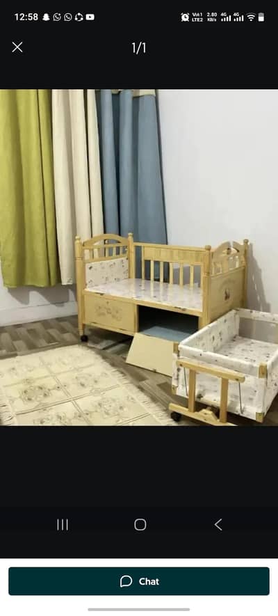 kids wooden bed and swing