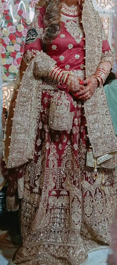 maroon bridal dress