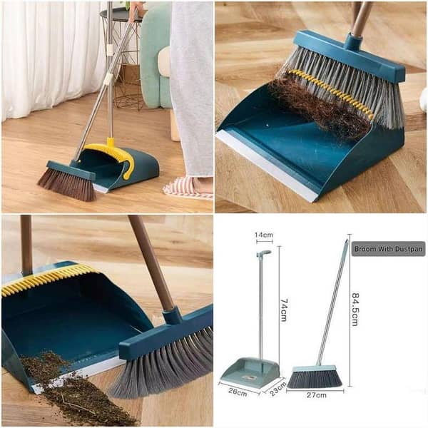 Attachable Broom With Dustpan (Random Colours)