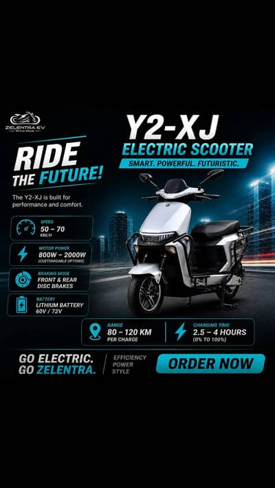 Zelentra Y2-XJ Electric Scooter | 120KM Range | Lithium Battery