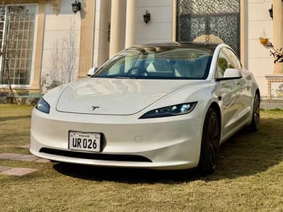 Tesla model 3 electric car fuel free 2025 latest car white on white