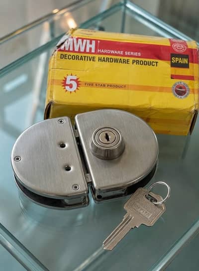 Heavy Duty Stainless Steel Glass Door Lock (D-Lock) with 1 Keys
