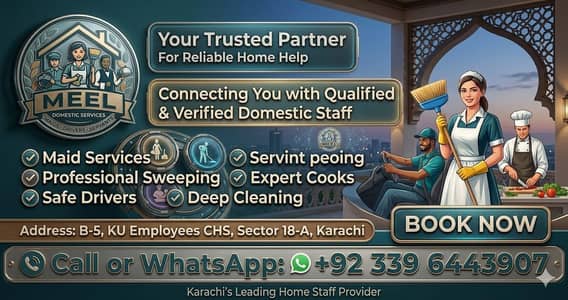 HOUSE MAIDS/NANNIES/COOK/DRIVER/HELPER ALL KINDS OF DOMESTIC STAFF AVA