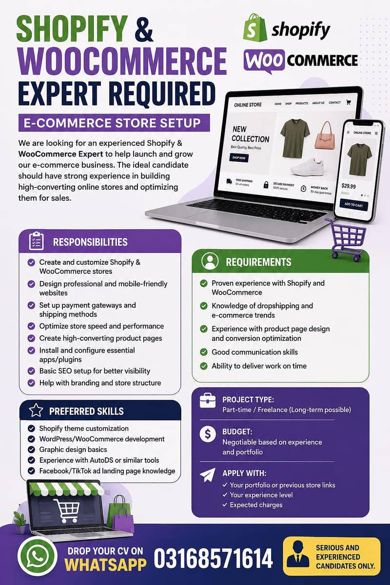 Shopify & WooCommerce Expert Required – E-commerce Store Setup 0