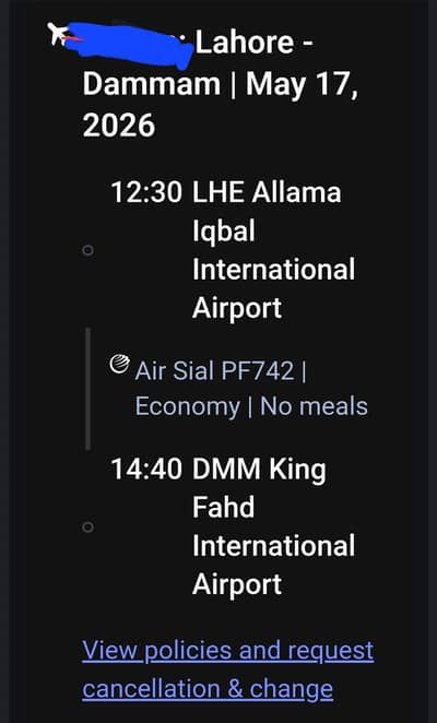 Airsial ticket for sale LAHORE TO DAMMAM