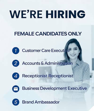 We are Hiring Open 5 Positions For Females
