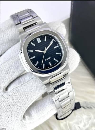 Men's square quatax Watch steel chain strap black Dial
