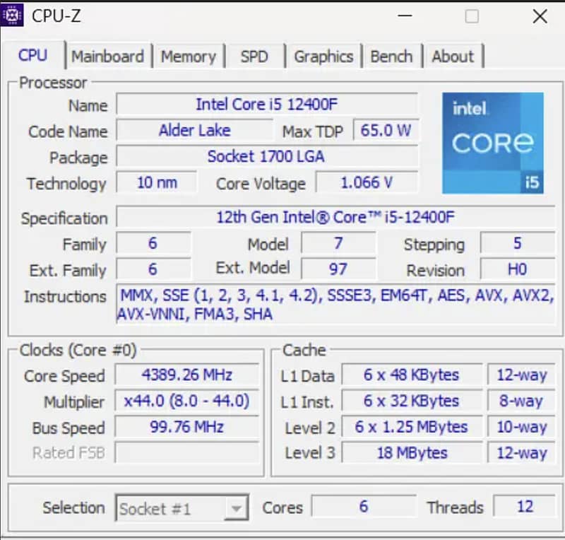 Intel Core i5 12400F Processor 1