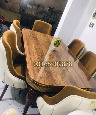 Luxury 6 Seater Dining Table Set- Modern Wooden Finish