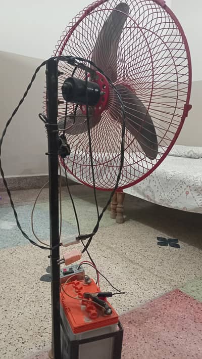 12 volt charging padesta fan with charger and battery