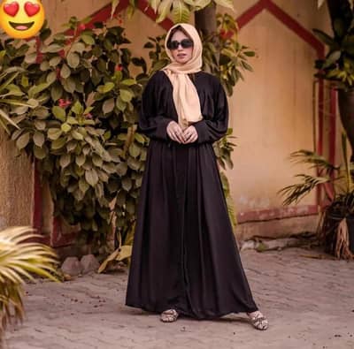 Black Georgette Abaya with Belt for Daily Wear COD
