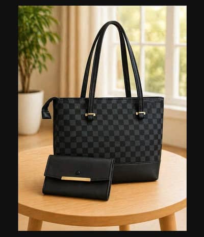 BLACK CHECKERED LEATHER BAG PREMIUM