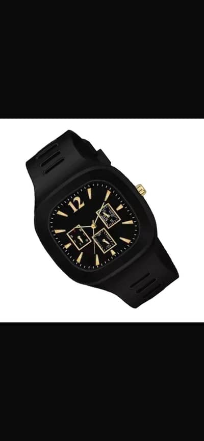 *Product Name*: Black Silicon Analog Watch with Gold Accents for Men