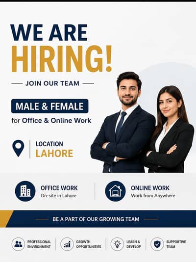 We are hiring Male and female for office and online work